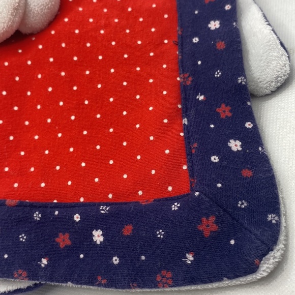 Gymboree White Bear Lovey Security Blanket Red Blue Polka Dot Floral - Picture 3 of 8